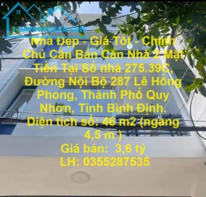 Nhà Đẹp - Giá Tốt - Chính Chủ Cần Bán Căn Nhà 2 Mặt Tiền Tại Trung Tâm Thành Phố Quy Nhơn.